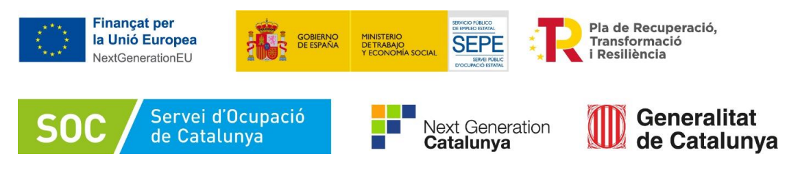 Finançat per la Unió Europea NextGenerationEU, SOC, Next Generation Catalunya i Generalitat de Catalunya